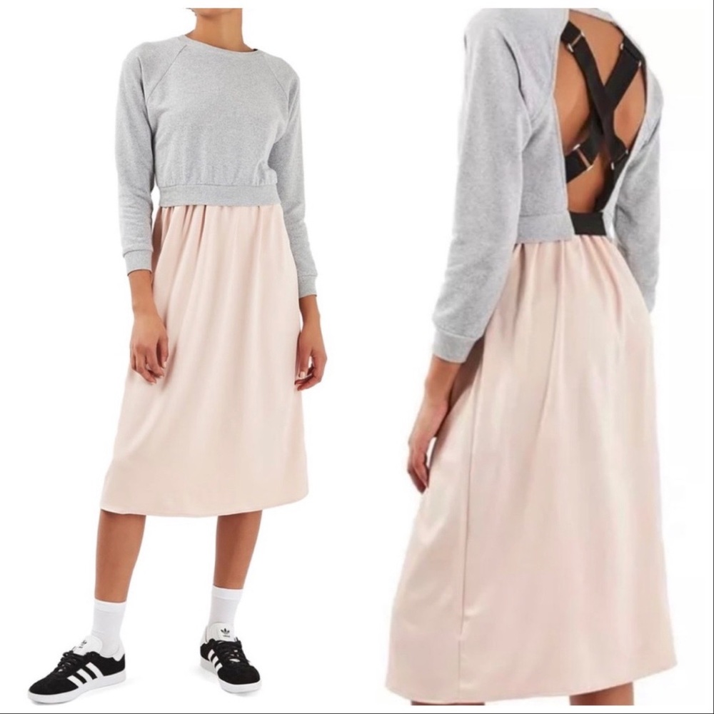TOPSHOP Dress Sweatshirt Top Pink Skirt